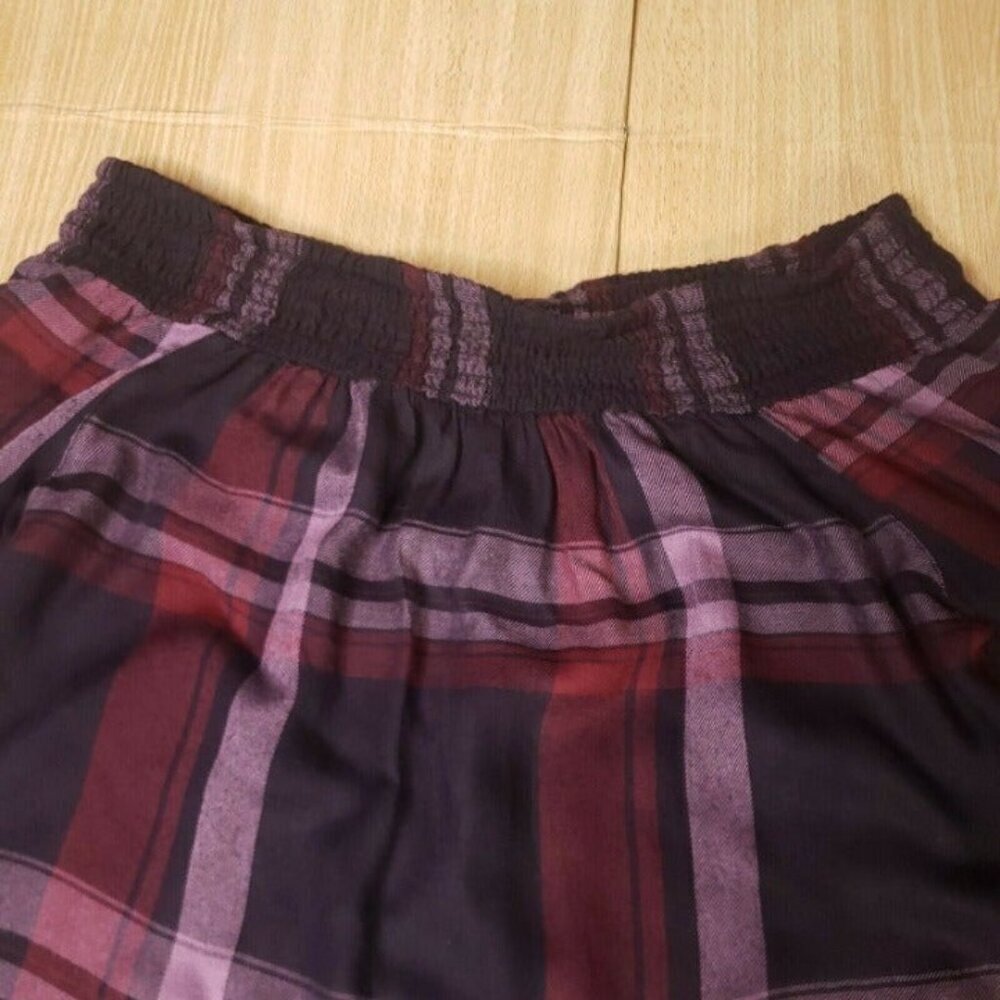 Ivy & Main Womens Purple Plaid Off The Shoulder Cropped Shirt Small - Picture 4 of 6